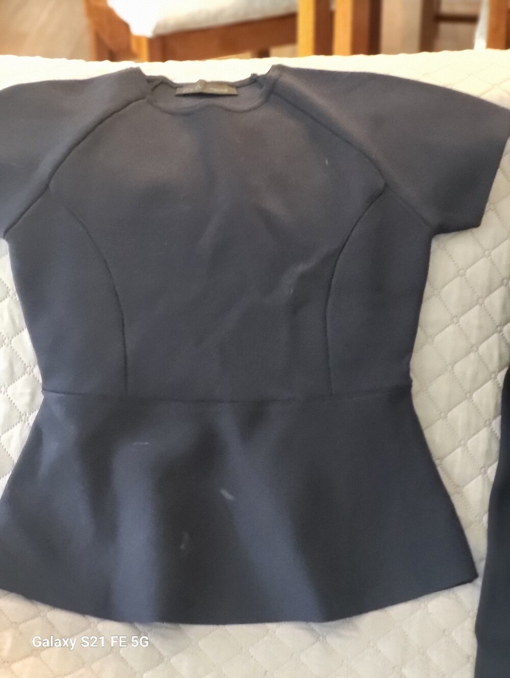 Zara Navy Short-Sleeve Peplum Top And Pants  Navy Never Worn